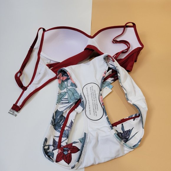 CUPSHE Women's Leafy Wrap Tie Bikini Set Halter Back Bow Low Waisted size M NEW - Picture 13 of 15